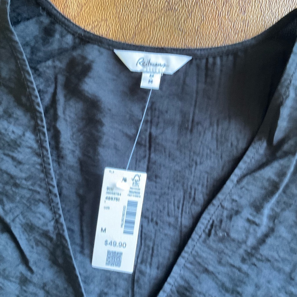 Reitmans Black Puff Sleeve Tie-Front Blouse NWT - Picture 3 of 7